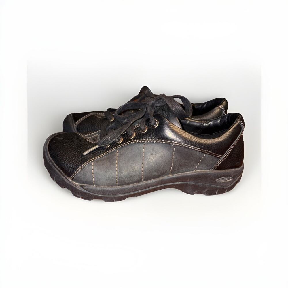 KEEN Presidio Womens Black Leather Suede Walking Shoes Sneakers 1011400 Size 7.5